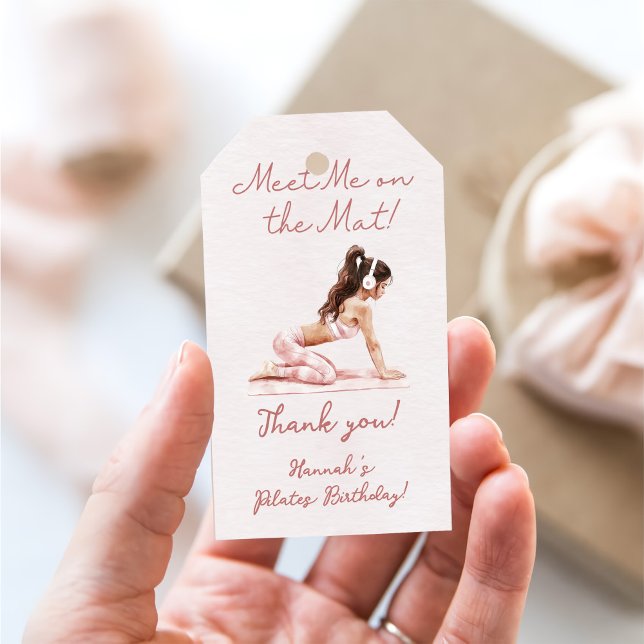 Moderne rosa Pilates Princess Geburtstagsparty Geschenkanhänger (Von Creator hochgeladen)