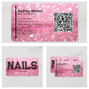 Moderne Rosa Professionelle Nageltechniker-Vorlage Visitenkarte