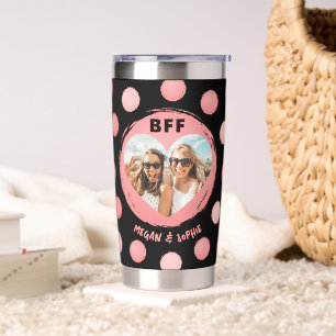 Moderne rosa Punkte-BFF-Beste-Freundin-Foto Thermobecher