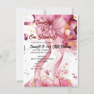 Moderne rosa Purpurrose zum 100. Geburtstag Postkarte