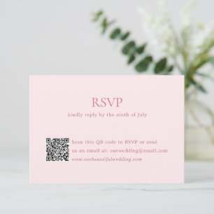 Moderne rosa QR Code Elegante Hochzeit RSVP Karte