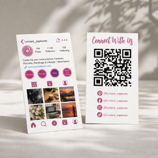 Moderne rosa QR-Code für soziale Medien Profile Visitenkarte