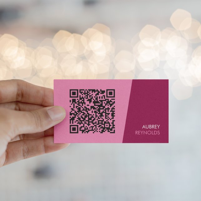 Moderne rosa QR-Code Visitenkarte (Von Creator hochgeladen)