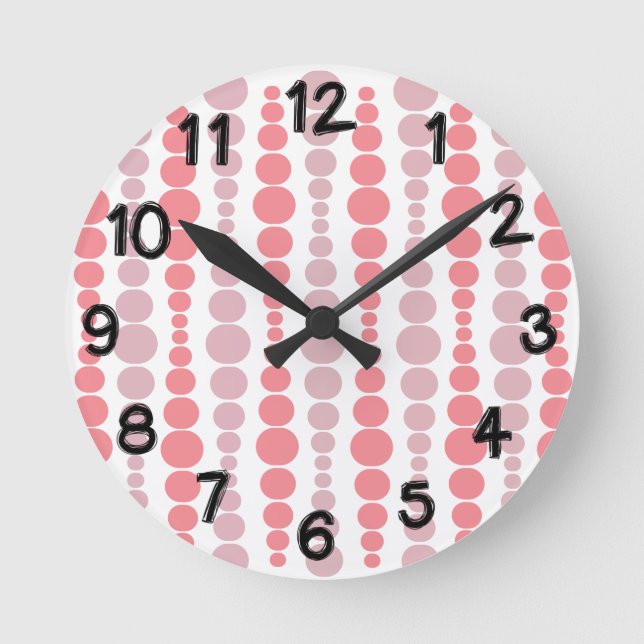 Moderne rosa Rechtecke Runde Wanduhr (Vorderseite)