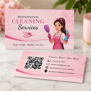 Moderne rosa Reinigungsdienst Avatar Visitenkarte