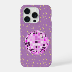 Moderne rosa Retro-Disco-Kugel lila iPhone 15 Pro Hülle