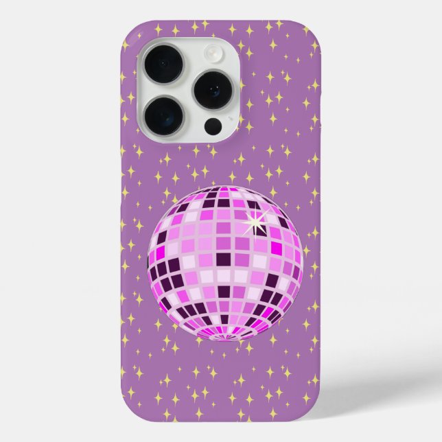Moderne rosa Retro Diskothek Ball Lila Case-Mate iPhone Hülle (Rückseite)