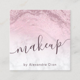 Moderne Rosa Rosa Glitzer Marmor Makeup Künstler Quadratische Visitenkarte