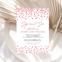 Moderne rosa rosa Herz-Sip und sehen Einladung