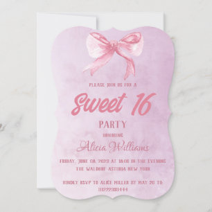 Moderne Rosa Rose 16 . Geburtstag 16 Geburtstag Einladung