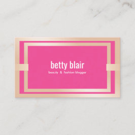 Moderne rosa Rose Gold Schönheit und Mode Blogger Visitenkarte
