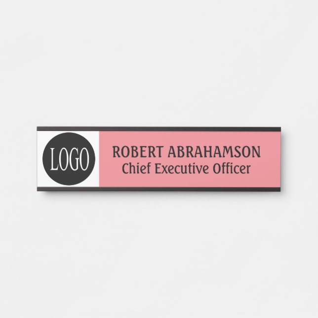 Moderne rosa Rose Ihr Logo Büro Türschilder Zeiche Türschild (Vorderseite )