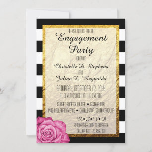 Moderne rosa Rose Imitate Gold Foil Engagement Par Einladung