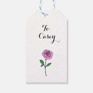 Moderne rosa Rose mit individuellem Namen Geschenkanhänger