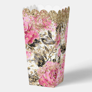 Moderne rosa Rosen Blumen Chic Gold Glitter Geschenkschachtel