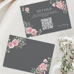 Moderne rosa Rosen QR-Code-Details Abschluss Begleitkarte