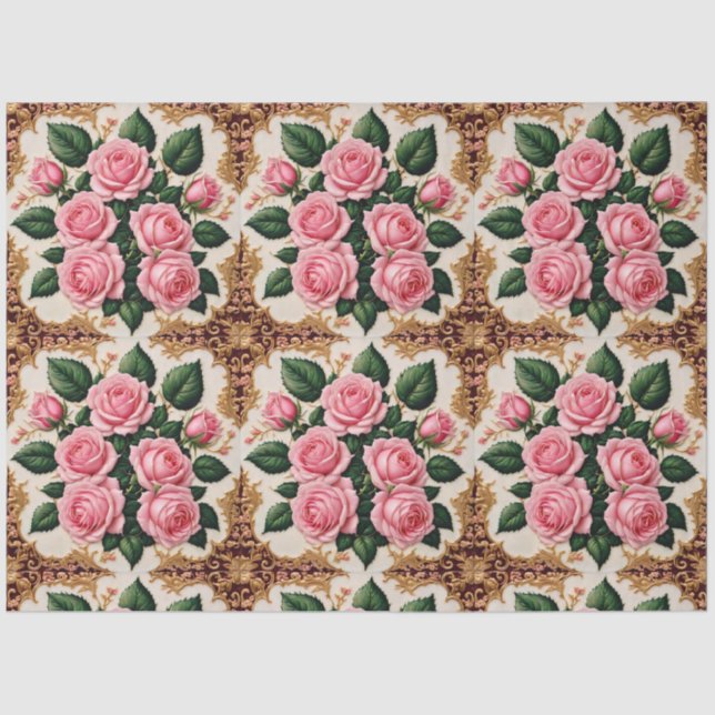 Moderne rosa Rosen Schöne Sammlung Seidenpapier (Vorderseite)