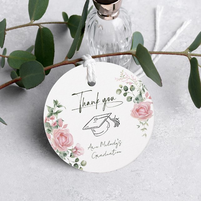 Moderne rosa Rosen Schrift Abitur Geschenkanhänger (Von Creator hochgeladen)