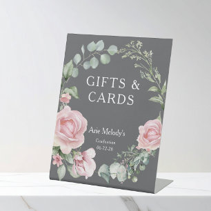 Moderne rosa Rosen Schrift Abschlussgeschenke & Ka Sockelschild