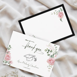 Moderne rosa Rosen Schrift Absolventenfeier Dankeskarte