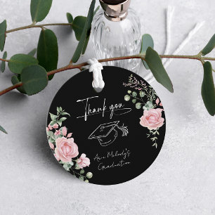 Moderne rosa Rosen Schrift Graduierung Geschenkanhänger