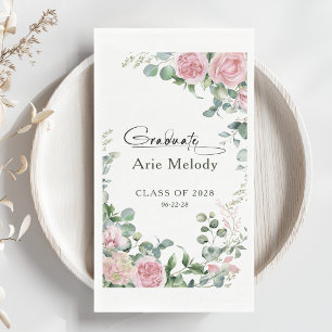Moderne rosa Rosen Schrift Klasse des Abschlusses Serviette
