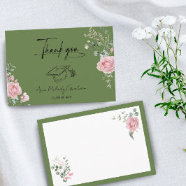 Moderne rosa Rosen Schriftzug Abschlussfeier Dankeskarte