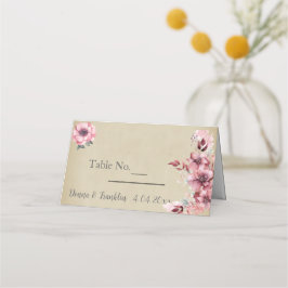 Moderne rosa Rosenhochzeit Platzkarte