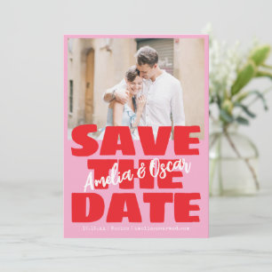 Moderne Rosa Rot Foto Spielend Fett Moderne Save The Date