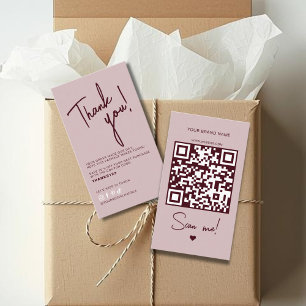Moderne rosa rote Bestell-Dankeschön-QR-Code Visitenkarte