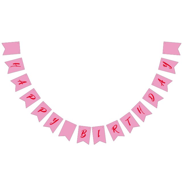 Moderne rosa Rote Happy Birthday Bunting Flag Wimpelkette (Alle)