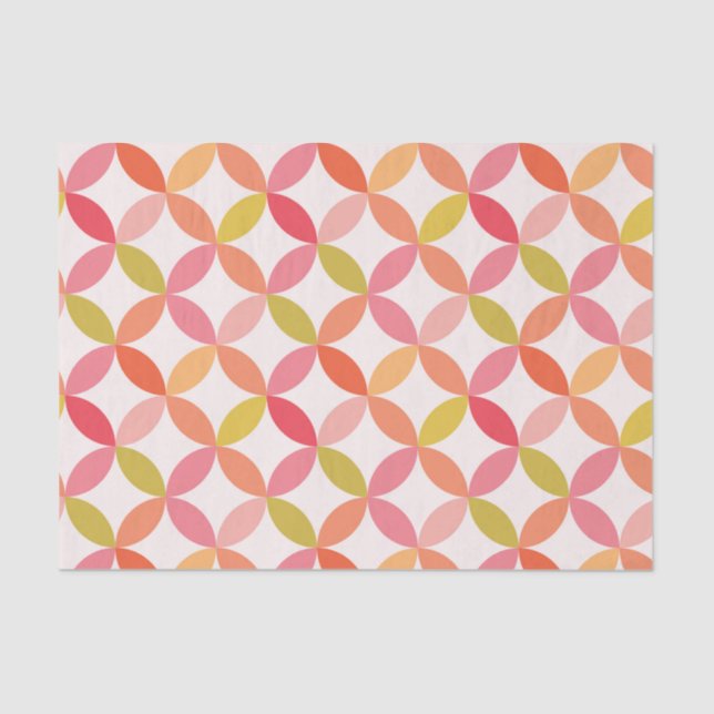 Moderne rosa rote orangefarbene Kreise des Mittelj Seidenpapier (Vorderseite)