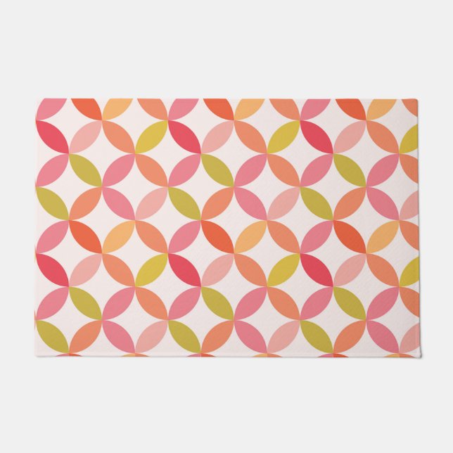 Moderne rosa rote Orangenzirkel des Mitteljahrhund Fußmatte (Vorderseite)