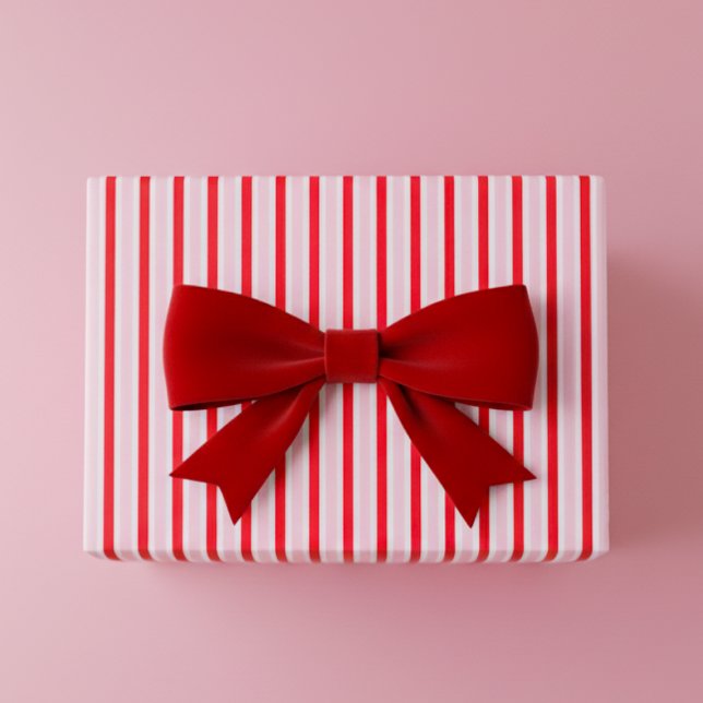 Moderne rosa rote Streifen Weihnachten Geschenkpapier (Von Creator hochgeladen)