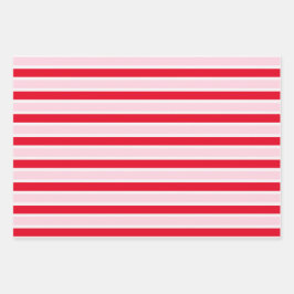 Moderne rosa rote Streifen Weihnachten Geschenkpapier Set
