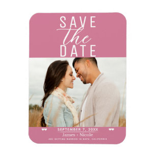Moderne Rosa Save-the-Date Hochzeitsfoto Magnet
