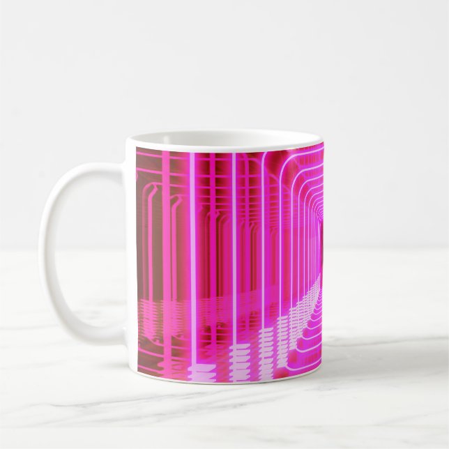 Moderne Rosa Scali Pop Kunstszene Kaffeetasse (Links)