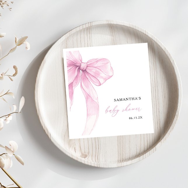 Moderne rosa Schleife Baby Shower Serviette (Von Creator hochgeladen)
