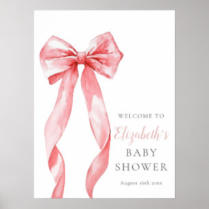 Moderne rosa Schleife Baby Shower Willkommensschil Poster