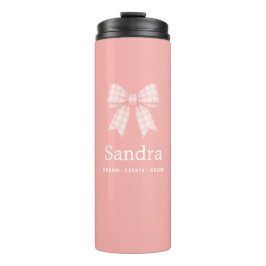 Moderne rosa Schleifen-Namens-Inspirationszitat Thermosbecher