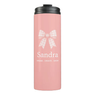 Moderne rosa Schleifen-Namens-Inspirationszitat Thermosbecher