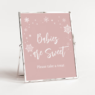 Moderne rosa Schneeflocken Babys sind süße Tafel Poster
