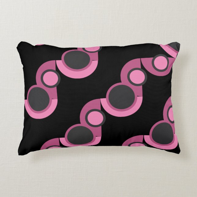 Moderne rosa, schwarz und grau dekokissen (Vorderseite)