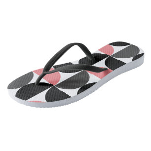 Moderne Rosa Schwarz und Weiß Mitte des Jahrhunder Flip Flops