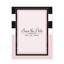Moderne rosa Schwarz-Weiß Streifen Save the Date