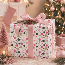 Moderne rosa-schwarze Gold-Weihnachtspapier Geschenkpapier