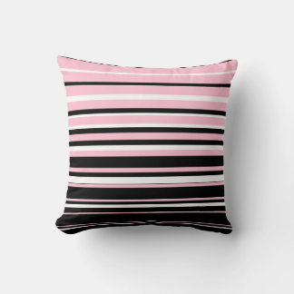 Moderne rosa, schwarze und weiße Streifen Kissen