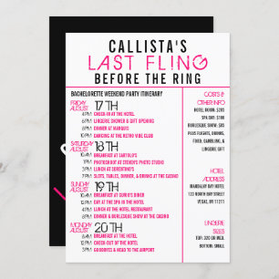 Moderne Rosa Schwarzer Junggeselinnen-Abschied - R Einladung