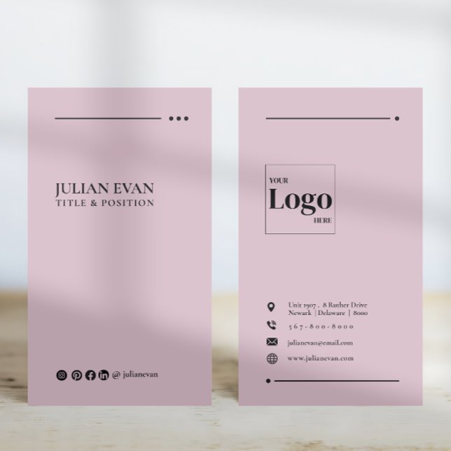 Moderne rosa Social Media in Verbindung Visitenkarte (Von Creator hochgeladen)