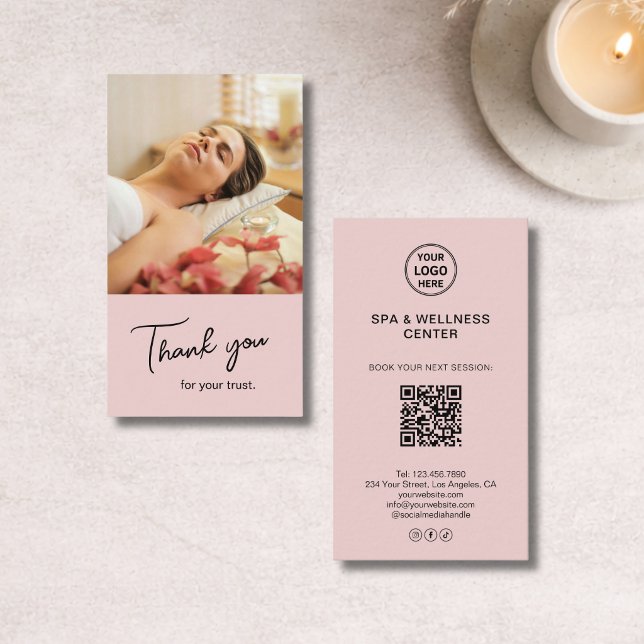 Moderne rosa Spa-Wellness-Dankeskarten Visitenkarte (Modern Pink Spa Wellness Thank You Card)